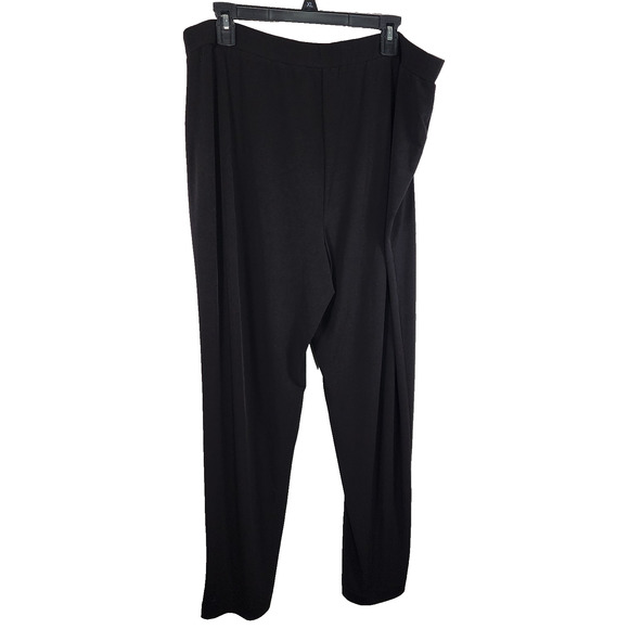 Susan Graver Womens Regular Liquid Knit Straight Leg Pants Size 1X Black Pull On - Picture 2 of 10